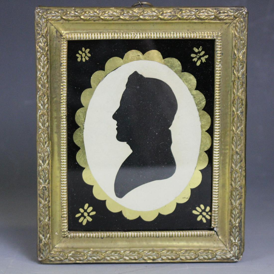 Early 1800 Gentleman's Silhouette in Brass Frame (1 of 3)