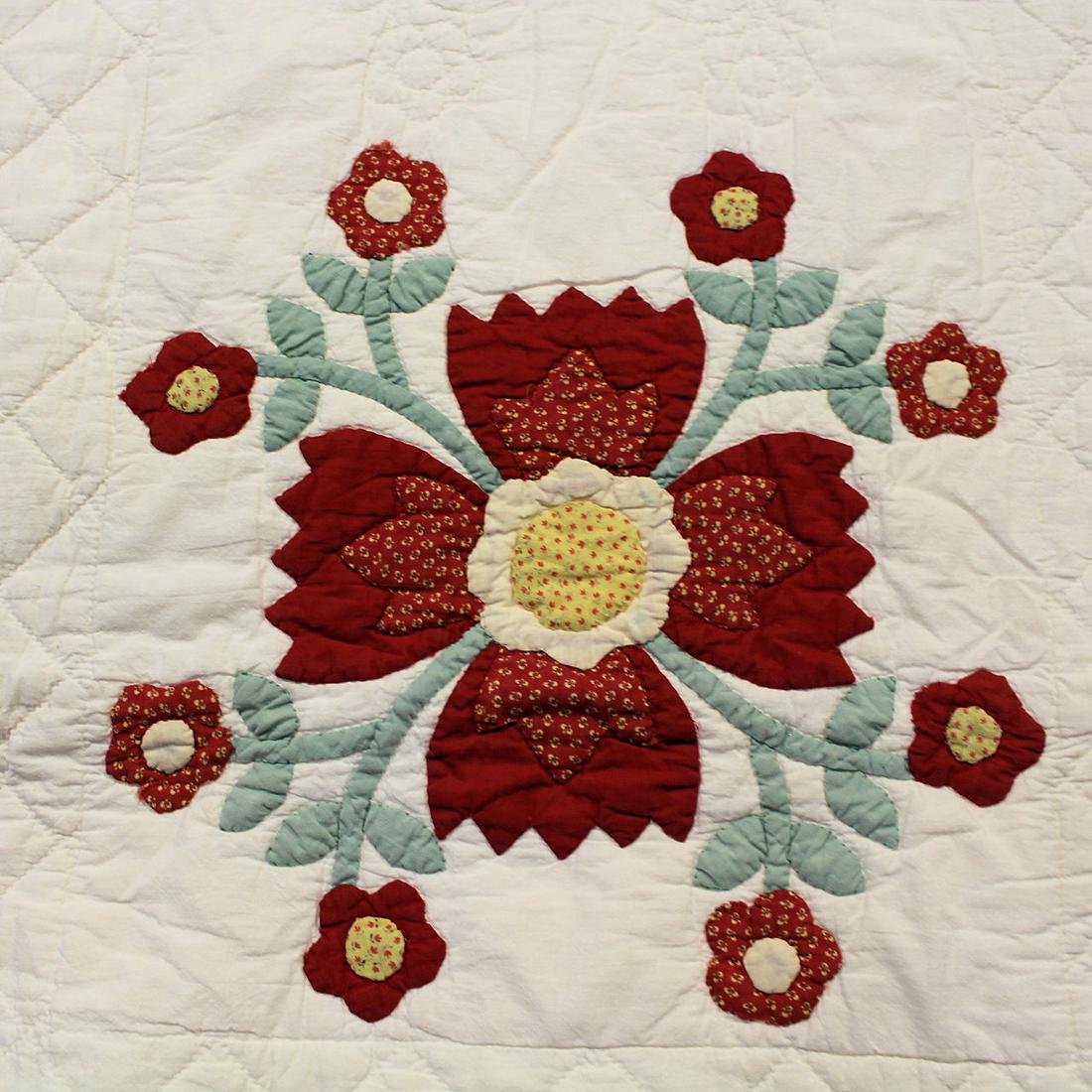 19th C Whig Rose Quilt w/ Unusual Border (1 of 7)