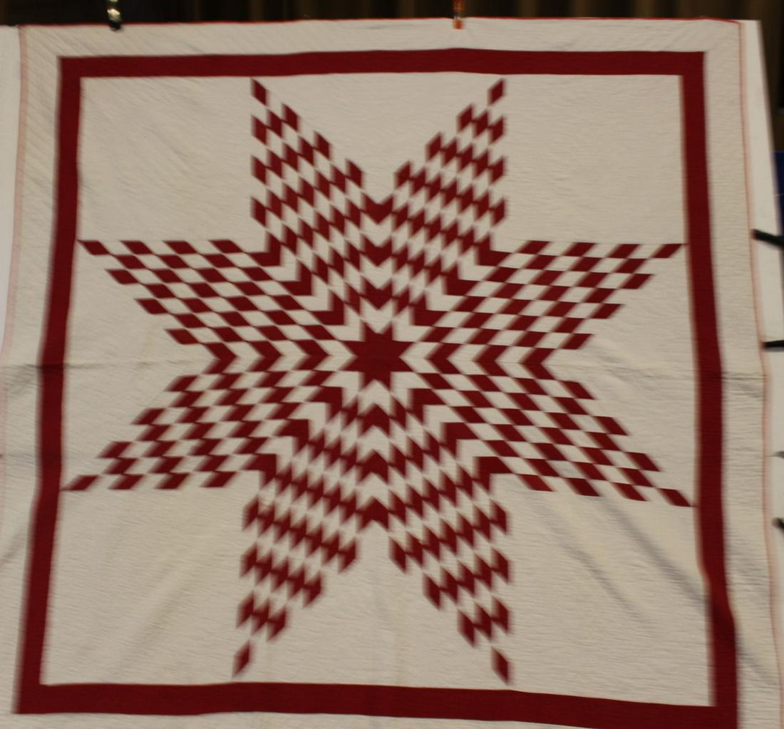 Red & White Ohio Bethlehem Star Quilt #2 (1 of 4)