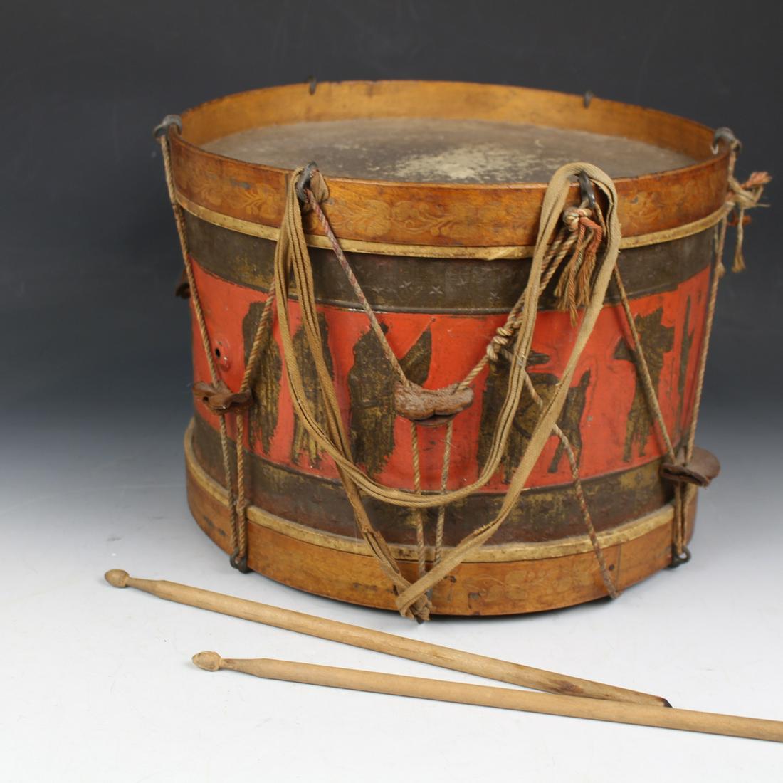 19th C Wood & Embossed & Painted Tin Drum (1 of 5)