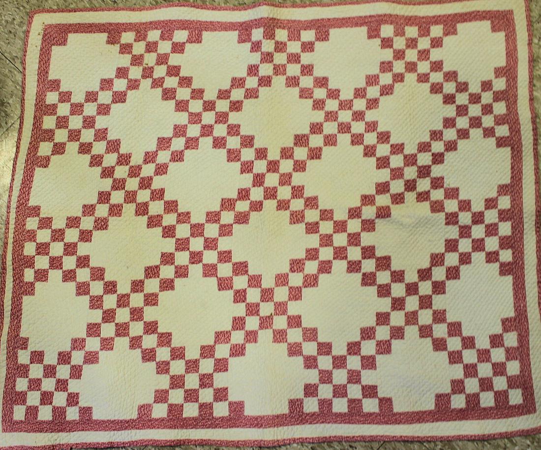 19th C Irish Double Chain Crib Quilt (1 of 3)