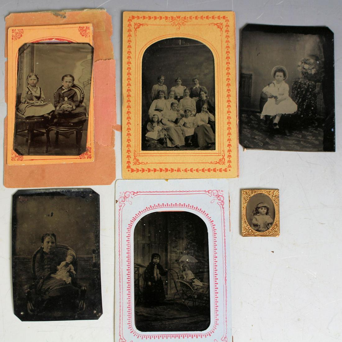 6 Tintype Images of Girls & Their Dolls (1 of 7)