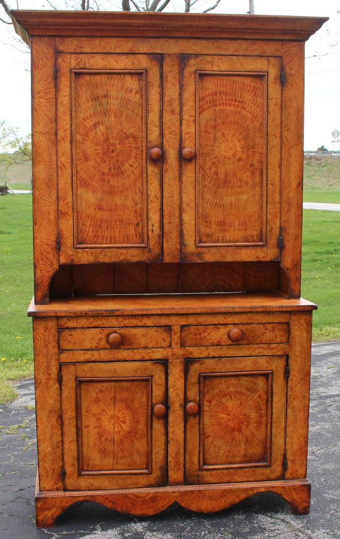 Great Painted Salmon Swirled Stepback Cupboard (1 of 14)