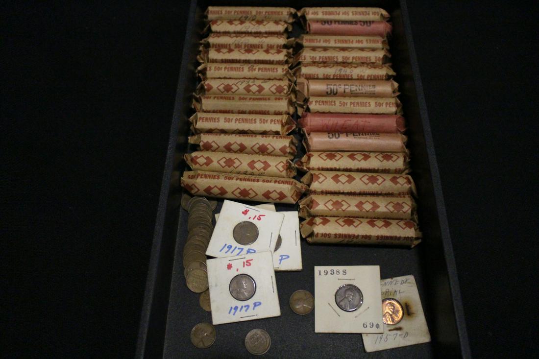 24 ROLLS WHEAT PENNIES 1910-1950 - FV $15 (1 of 1)