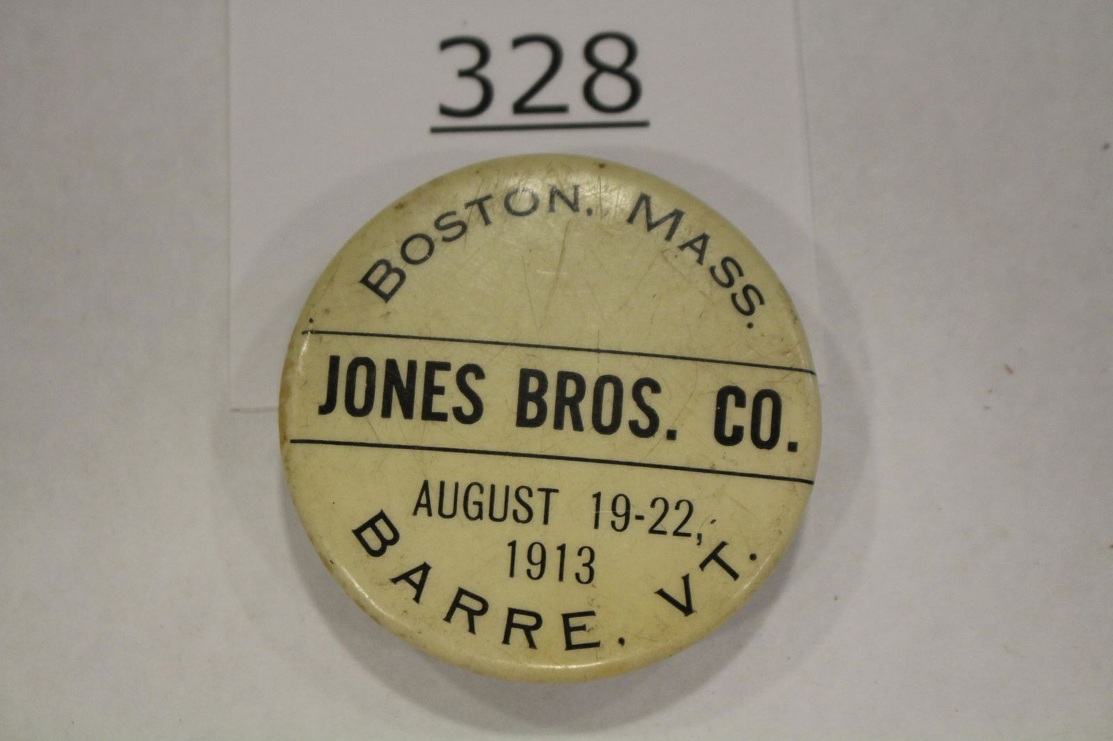 Advertising Celluloid "Dollar Puzzle" Dexterity Game: Dated 1913 advertising Boston, Mass. & Barre, Vt, celluloid dexterity game / handheld puzzle game with image of gold dollar sign and challenge slots, print labeled "DOLLAR PUZZLE LINE UP FOR BALLS", o
