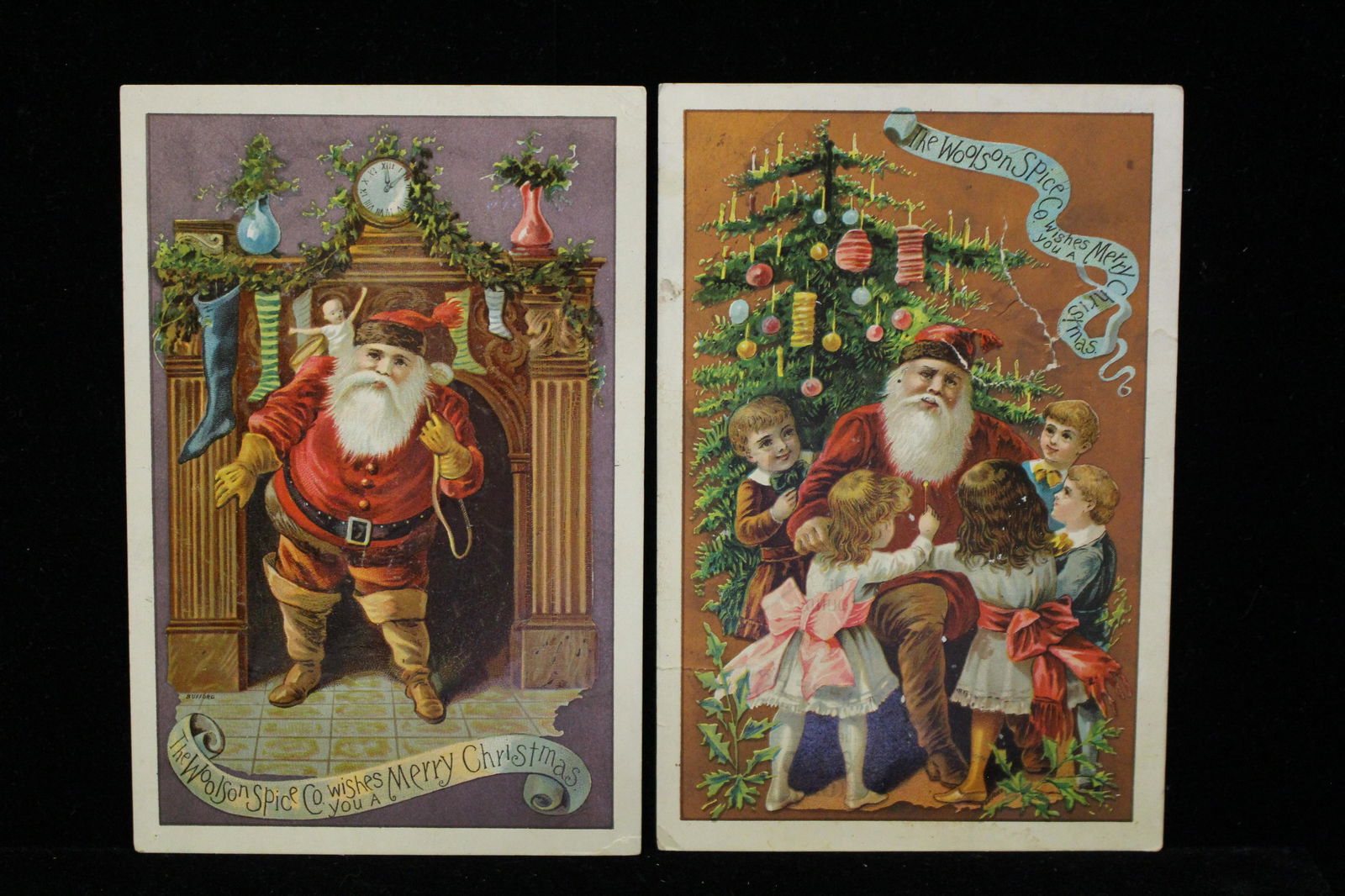 Lot of 2 Santa Claus Trade Cards - Woolson Spice (1 of 2)