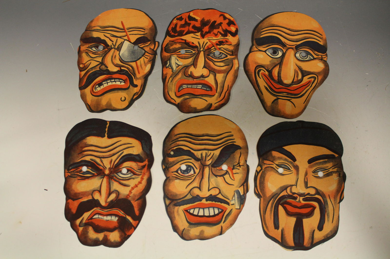 Lot of 6 Vintage Halloween Paper Masks (1 of 2)