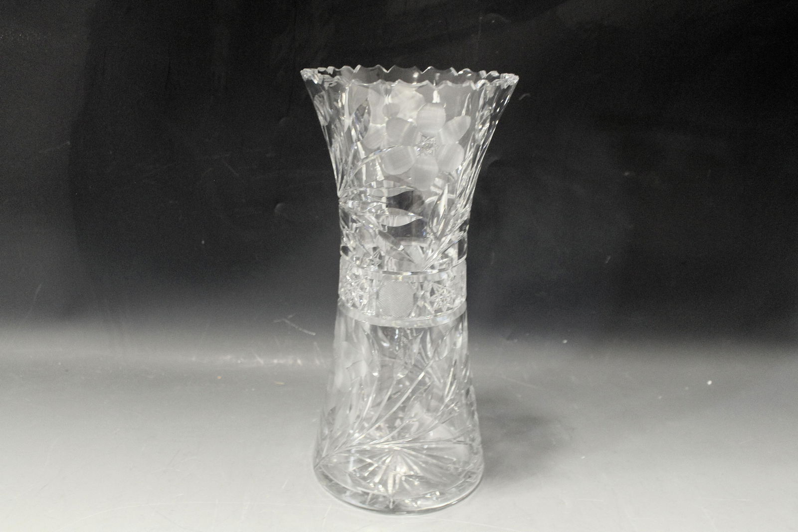 American Brilliant Period Tall Cut Glass Vase Barnebys