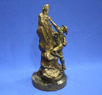 Carl Kauba Bonze Statue of Climber: Carl Kauba Bonze Statue of Climber - signed, figure of a young climber, 12 1/4" H.