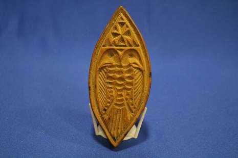 Rare Elongated Carved Eagle Butter Print: 19th C Rare Carved Oval / Elongated Pennsylvania Butter Print / Stamp - 5".