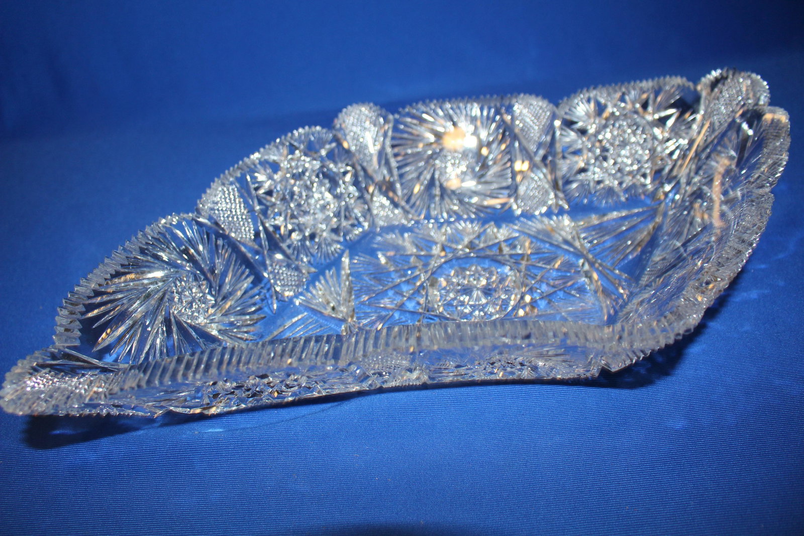 Cut Glass Oblong Tray: Cut Glass Oblong Tray - 17" L. No obvious damage detected. ***