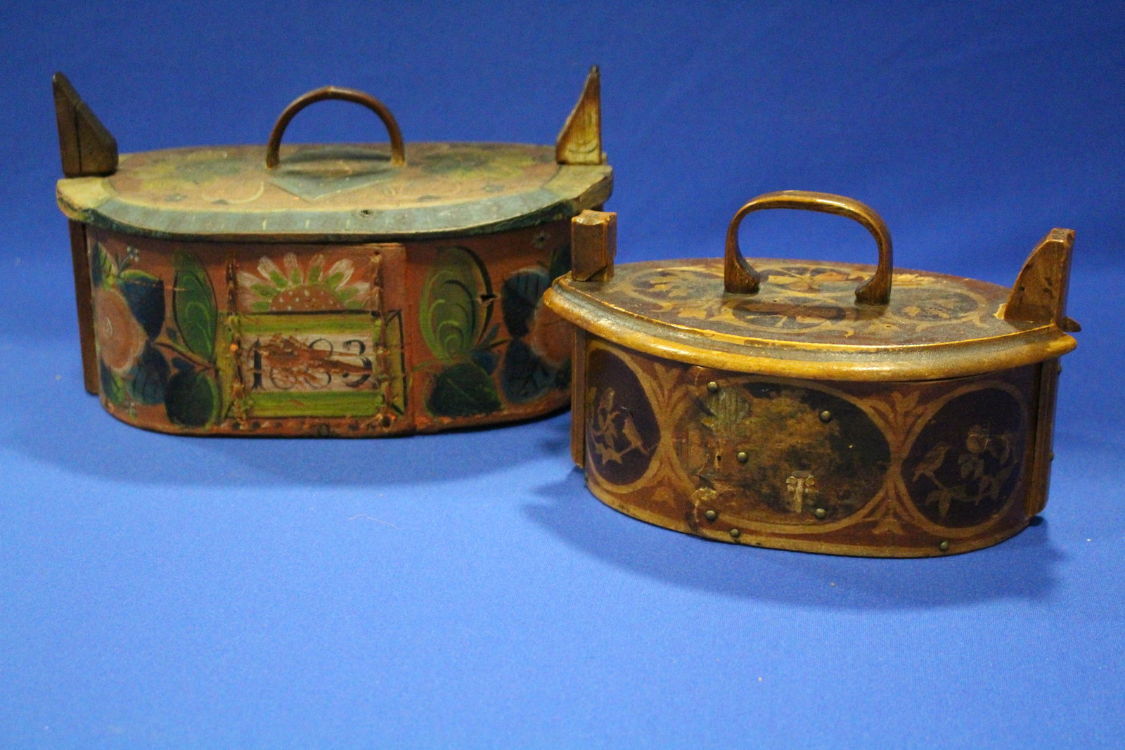 19th C Painted Bride's Tine Boxes (1 of 3)