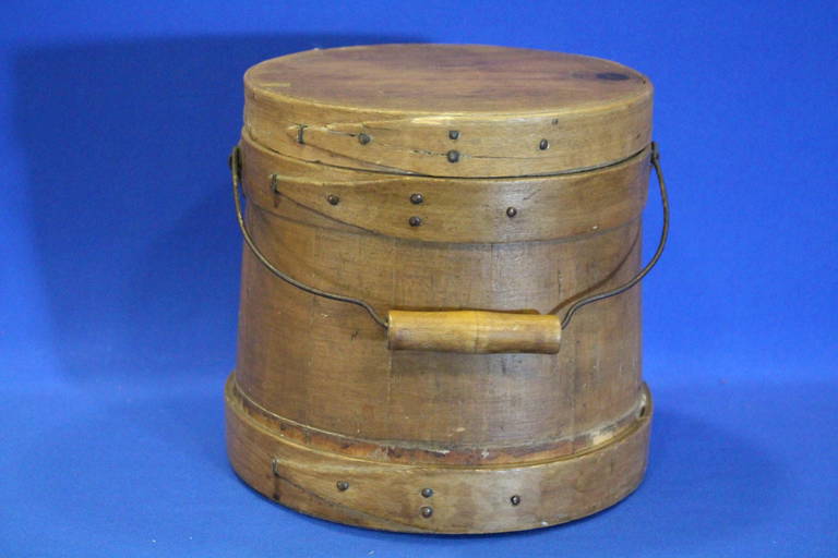 Small 19th C Firkin with Bail Handle (0357) on Sep 11, 2022 Stony Ridge Auction in OH