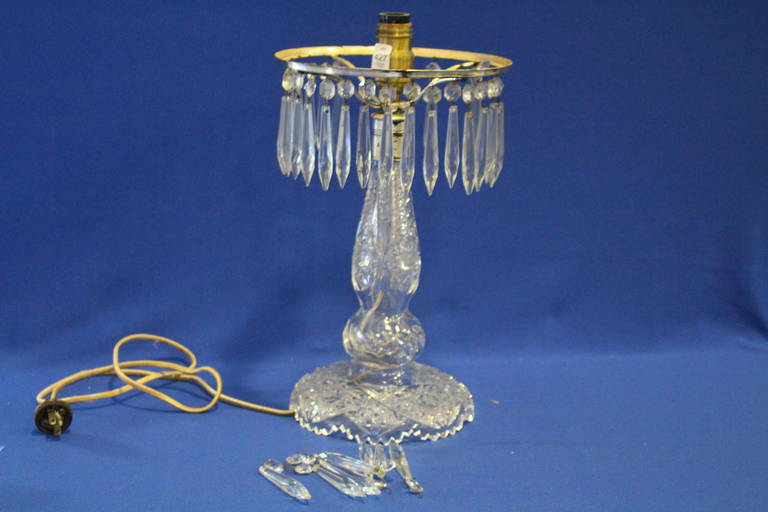 American Brilliant Period Cut Glass Lamp Base