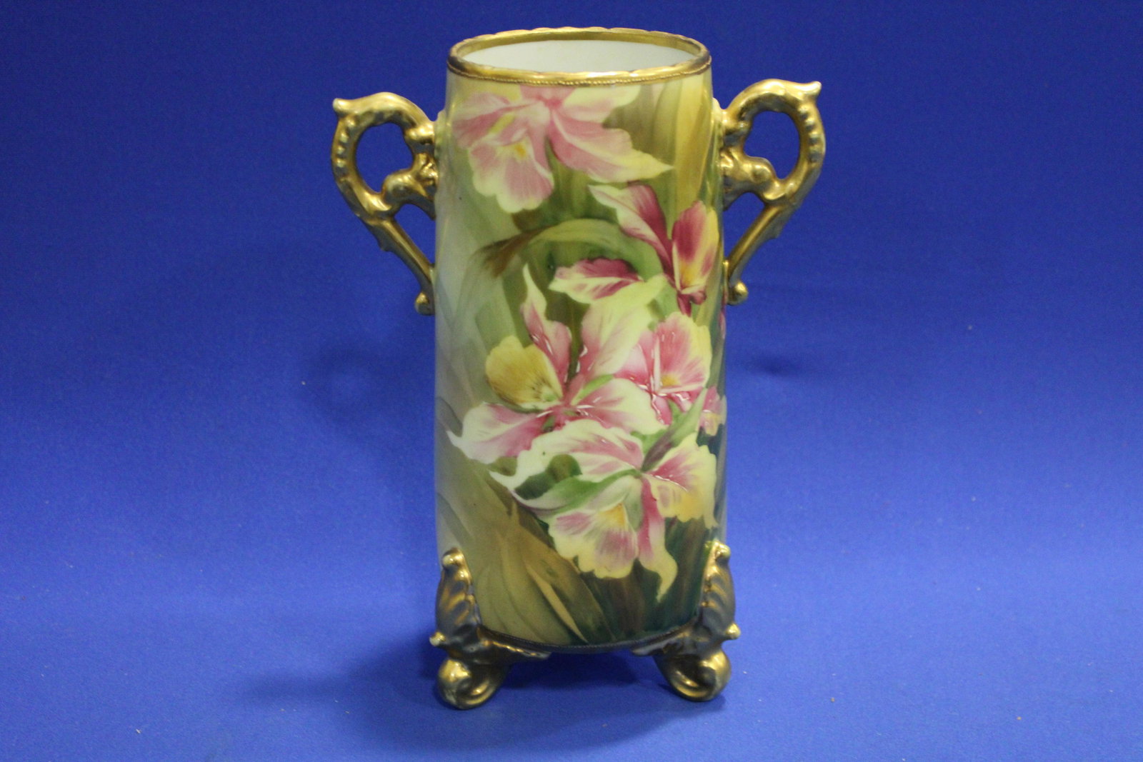 Nippon Vase w/ Hand-Painted Orchids: Nippon Vase w/ Hand-Painted Orchids - signed, 10" H. No issues.