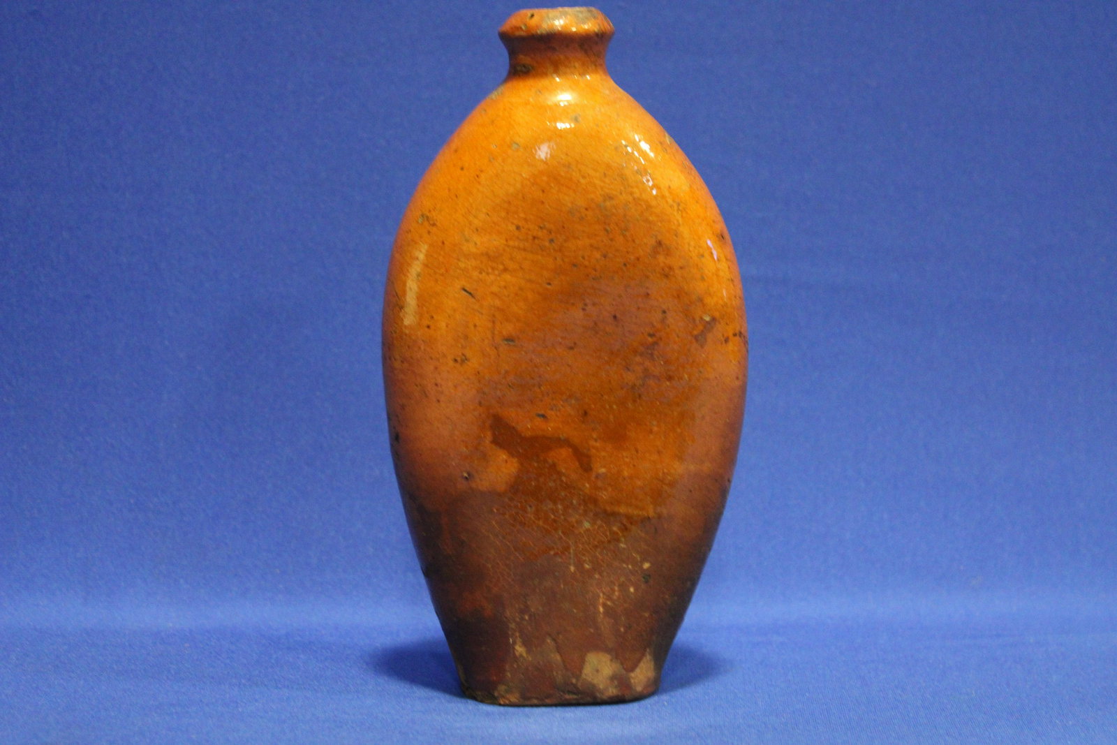 18-19th C Pennsylvania Redware Flask: 18-19th C Pennsylvania Redware Flask - 8 1/4" H.