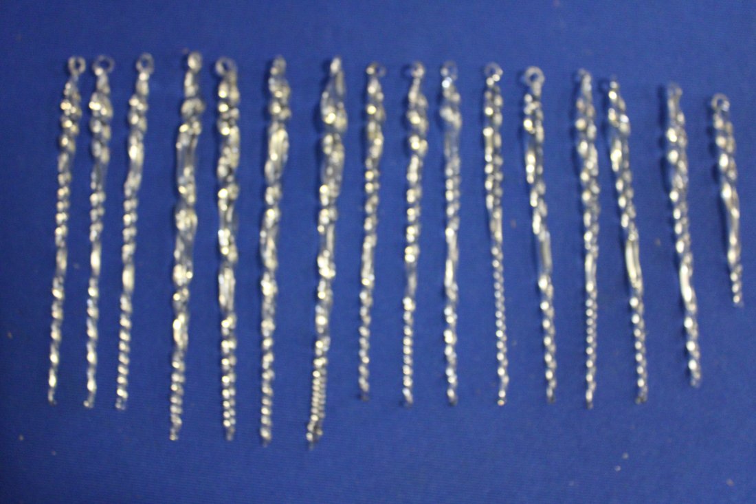 Group of 16 Glass Christmas Tree Icicles: Group of 16 Glass Christmas Tree Icicles - 3" & 5" & 5 1/2" H, good condition.