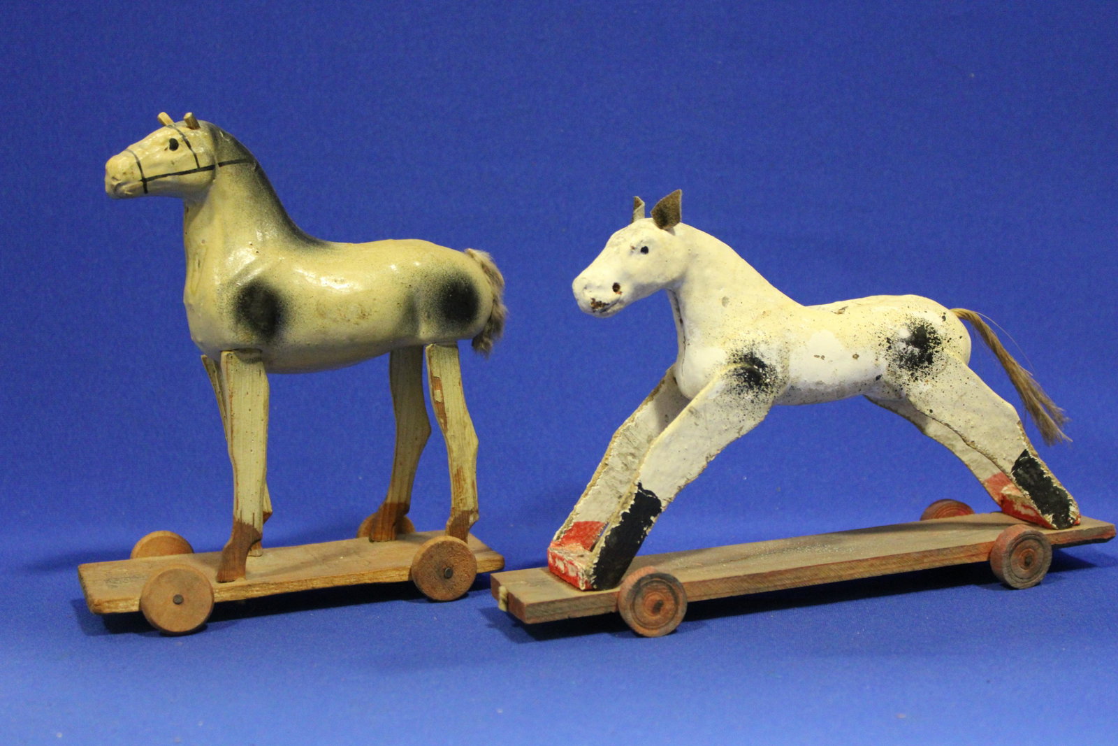 Paper Mache Horse Pull Toys: Paper Mache Horse Pull Toys - 1) longest 8 1/2" L.
