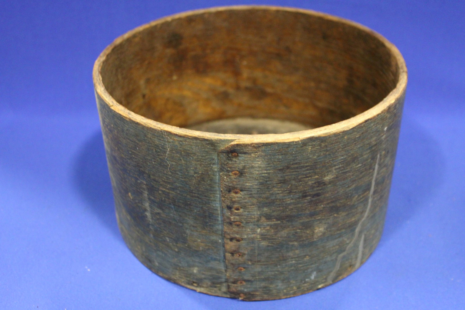Green Painted Grain Measure Bentwood Box: Green Painted Grain Measure - 9" W x 5" H.