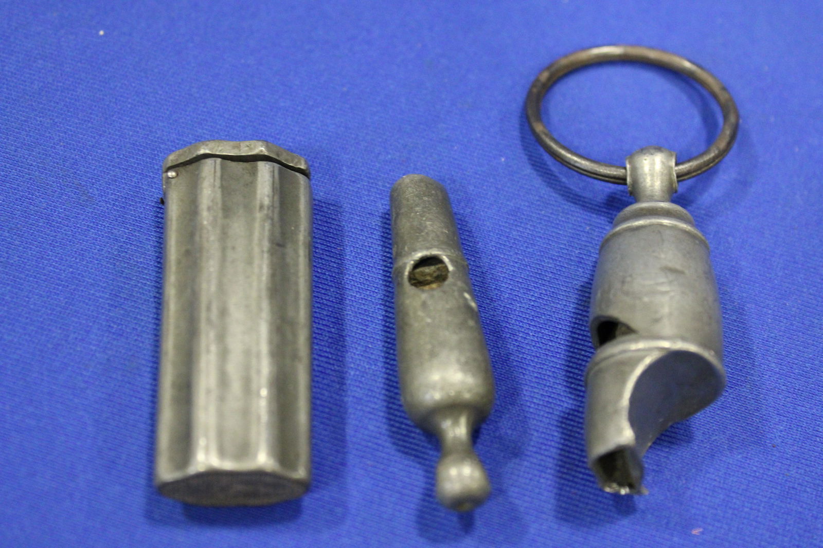 18th-19th C Pewter Whistles & Silver Match Safe (1 of 1)