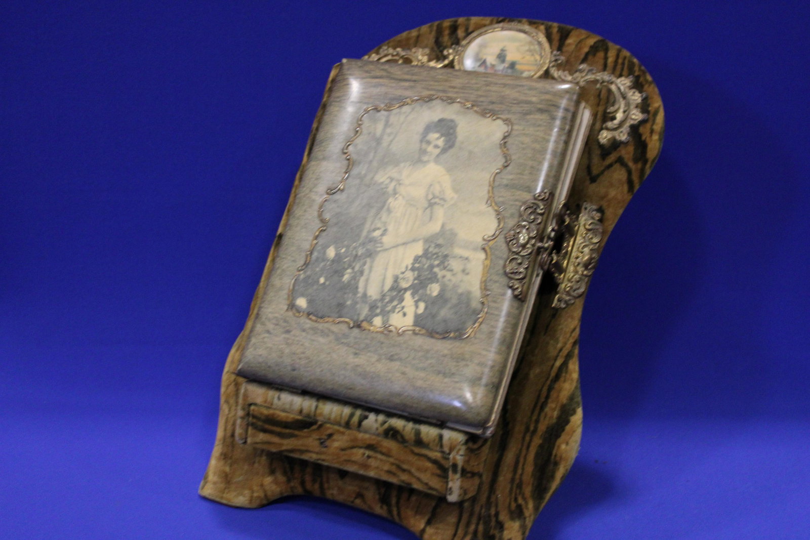 19th to Early 20th Photo Album Parlor Easel w/ Music Box (1 of 3)