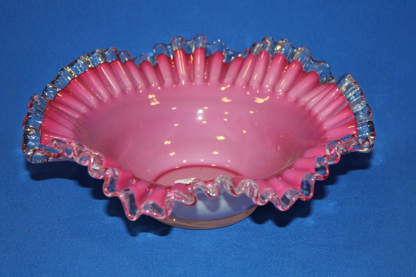 Pink Cased Glass Bride's Basket Bowl (1 of 1)