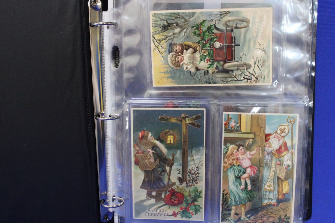 17 Pcs Christmas Ephemera - Postcards Santa & Advertising: 17 Pcs Christmas Ephemera Postcards Santa & Advertising - postcards includes 6 Santa in non-traditional red suits, Lion Coffee, other Christmas postcards, more. Most of the Christmas lots are from a l