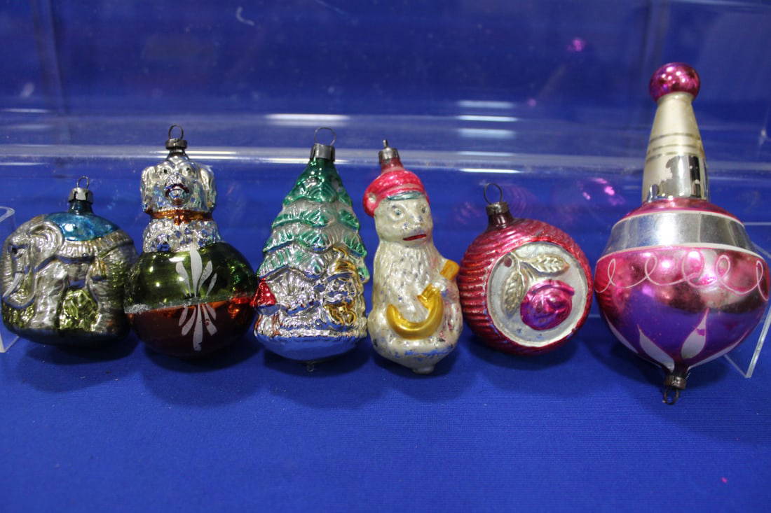 Lot Of 6 Early Blown Glass Christmas Tree Ornaments, Germany Auction