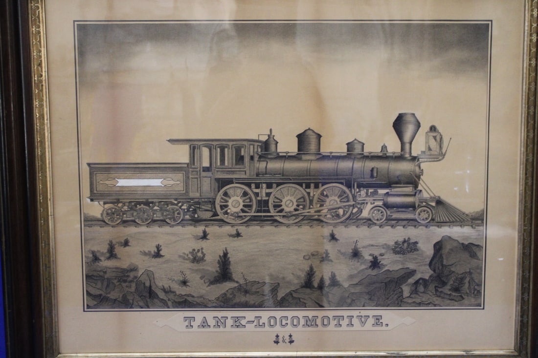 19th C  Pen & Ink Amazing Locomotive Drawing Artwork (1 of 6)