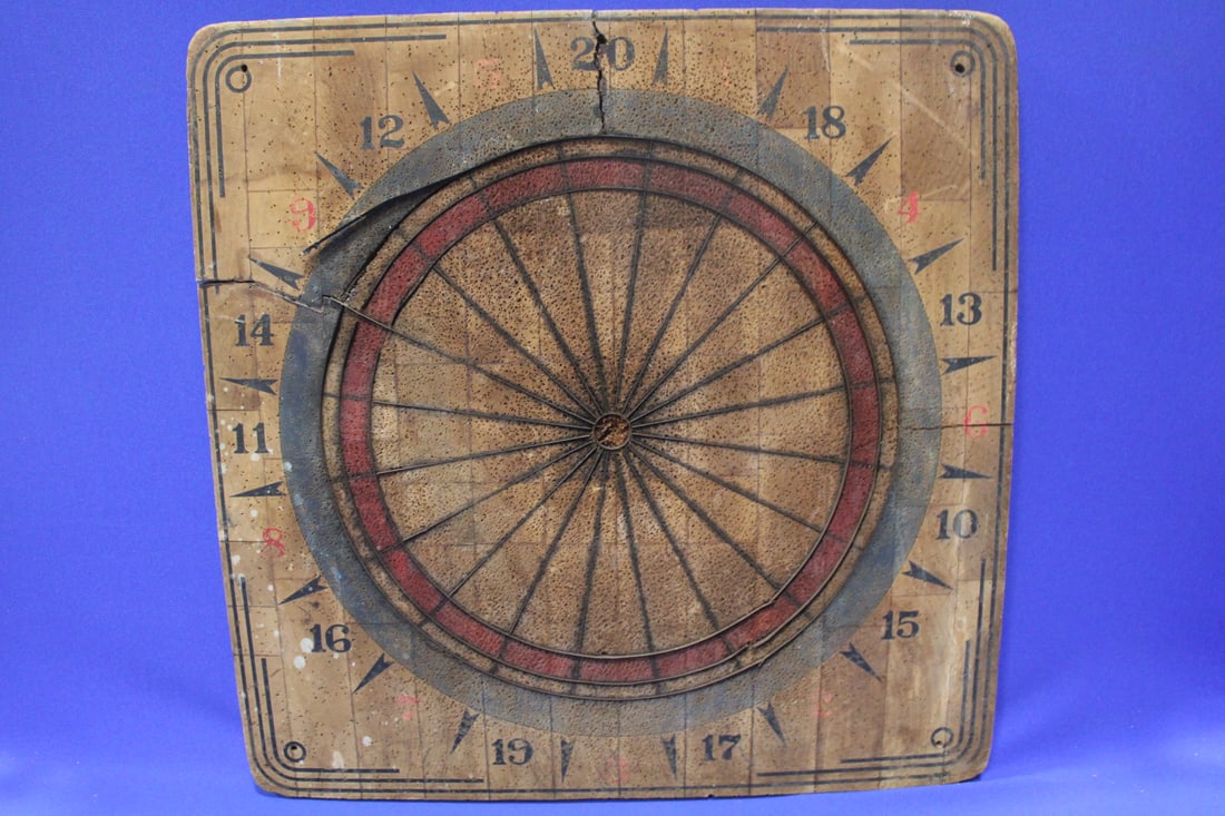 19th to Early 20th C Folk Art Double-Sided Dart Board (1 of 2)