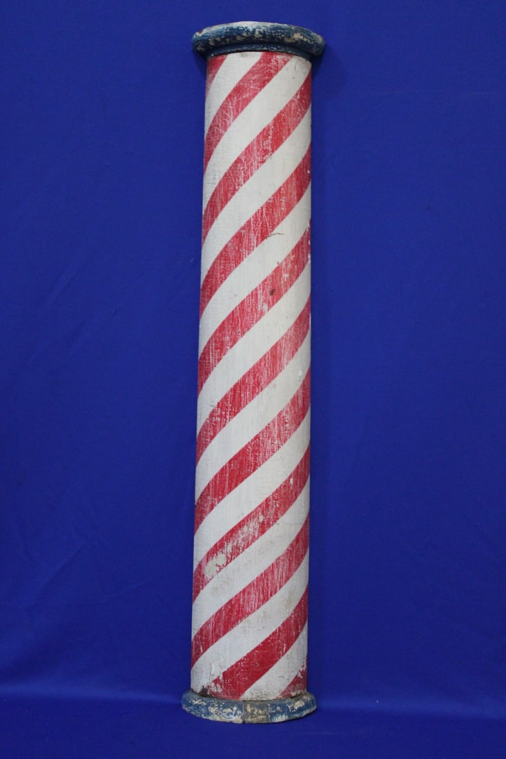 Antique Half Round Wooded Barber's Pole (1 of 3)