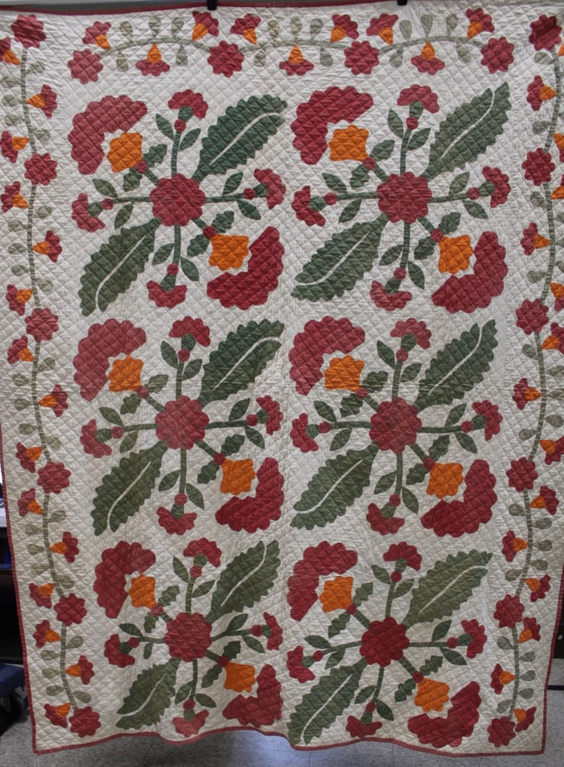 Early 1900s Whig Rose Applique Quilt (1 of 4)