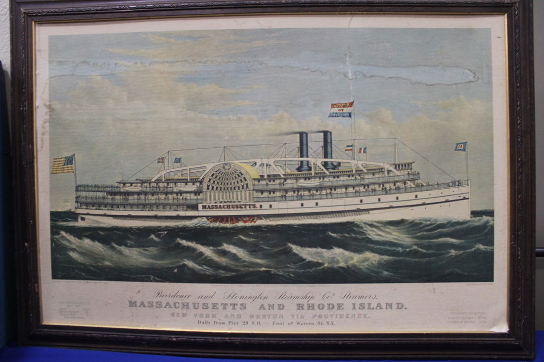 Currier & Ives Advertising Steamship MA & RI (1 of 4)