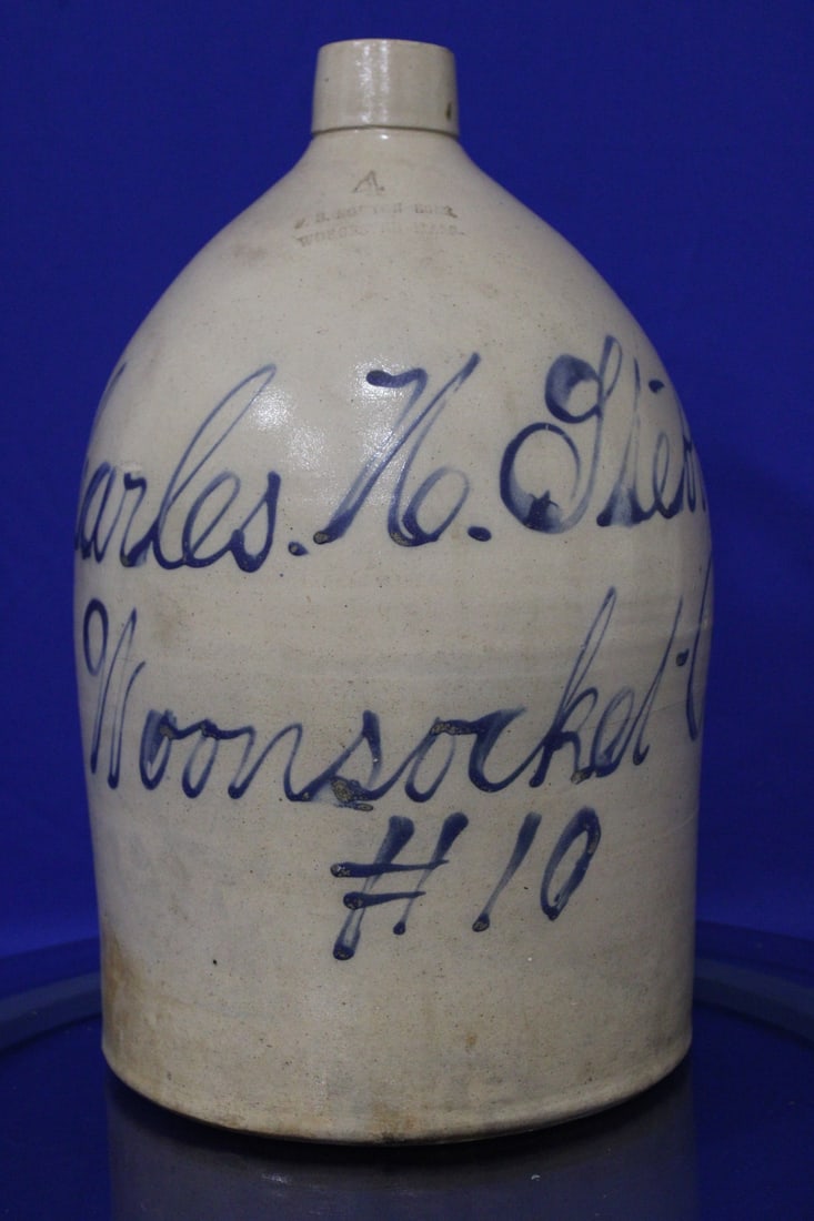Massachusetts Stoneware Jug w/Scripted Name (1 of 4)
