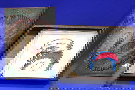 Rare 1860s Magic Mirror by McLoughlin Bros: Rare C. 1860s The Magic Mirror or the Wonderful Transformations by McLoughlin Bros NY - all original with 24 early hand painted watercolor cards; mirrored /mercury glass anamorphic tube / viewer