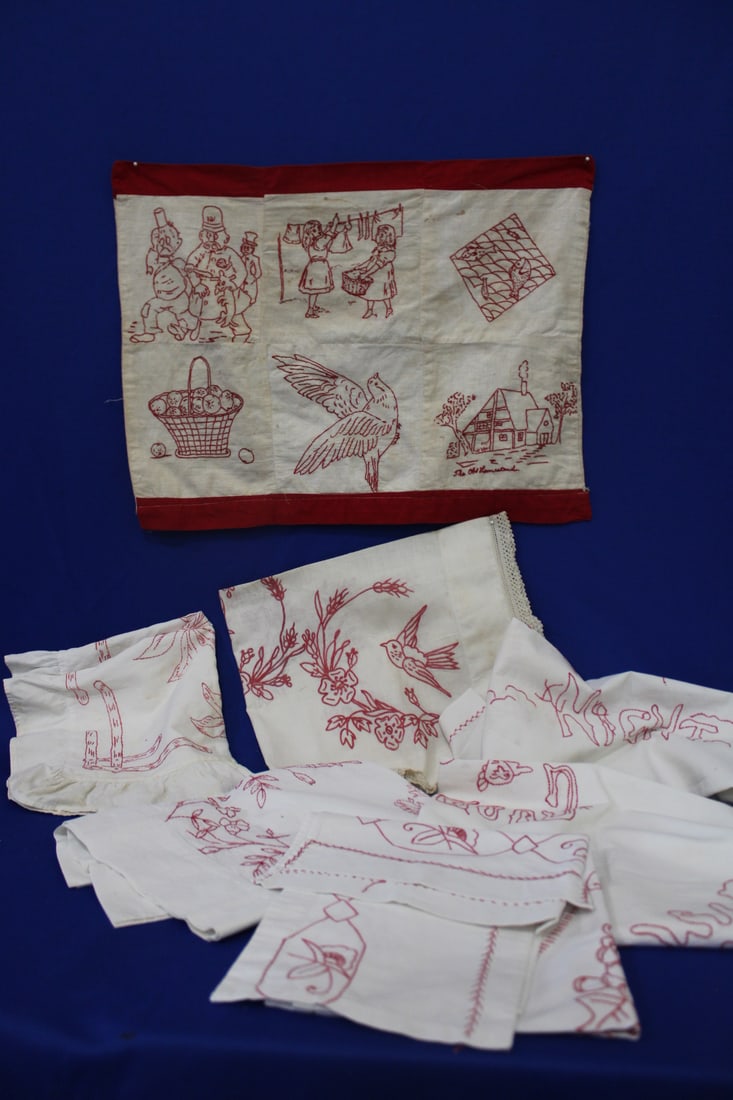 19th to Early 20th Redwork Including Child's Quilt (1 of 2)