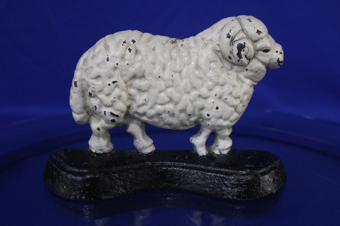 Cast Iron Sheep / Lamb Doorstop: Cast Iron Sheep / Lamb / Ram Doorstop - 6 1/4" H.
