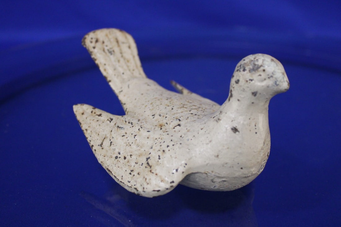 19th C Cast Iron Bird Paperweight or Gate Weight: 19th C Cast Iron Bird / Dove Paperweight or Gate Weight - 5 1/4" L.