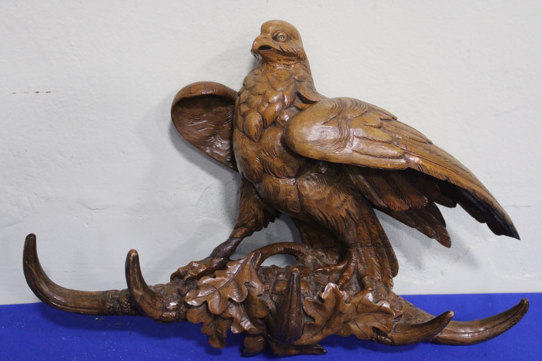 Great 19th C Black Forest Eagle Hat Rack