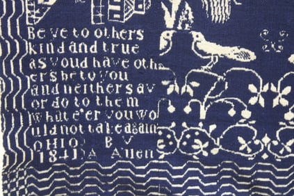 Rare 1841 Ohio Coverlet w/ Verse Signed A Allen