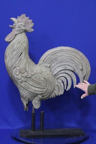 Mid-19th C Very Rare Large Rooster Weathervane