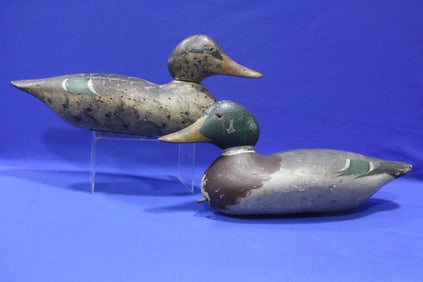 Pair Carved and Painted Mason Duck Decoys