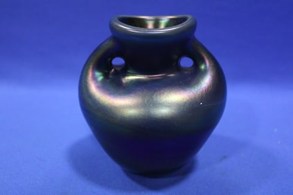 Labino 1971 Iridescent Squat Vase w/ Handles