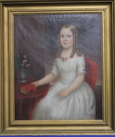19th C Young Girl's Portrait, Sausage Curls