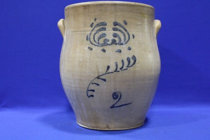 Early-Mid 19th C Cobalt Decorated Stoneware Jar