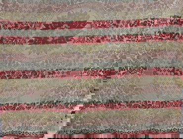 Red Green Ecru Coverlet Alternating Color Bands
