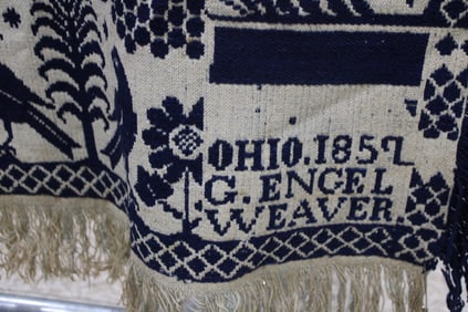 Ohio 1857 Navy White Coverlet Ohio G Engel