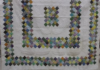 Dated 1957 & Signed Diamond Patch Quilt