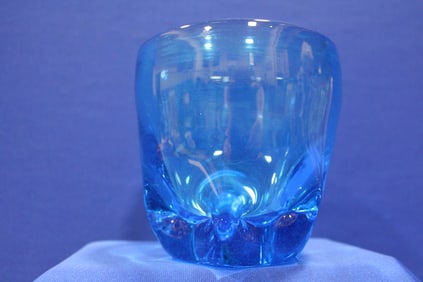1963 Labino Art Glass Blue Vase