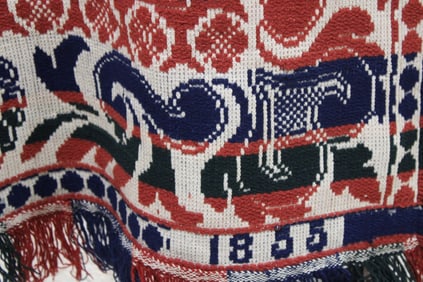 1855 Navy, Red, White Coverlet